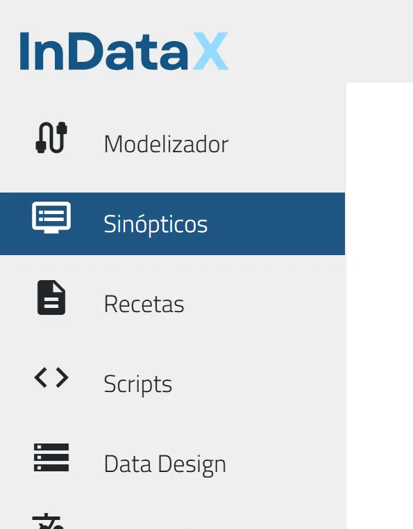 Icono de acceso a sinópticos resaltado en el menú lateral